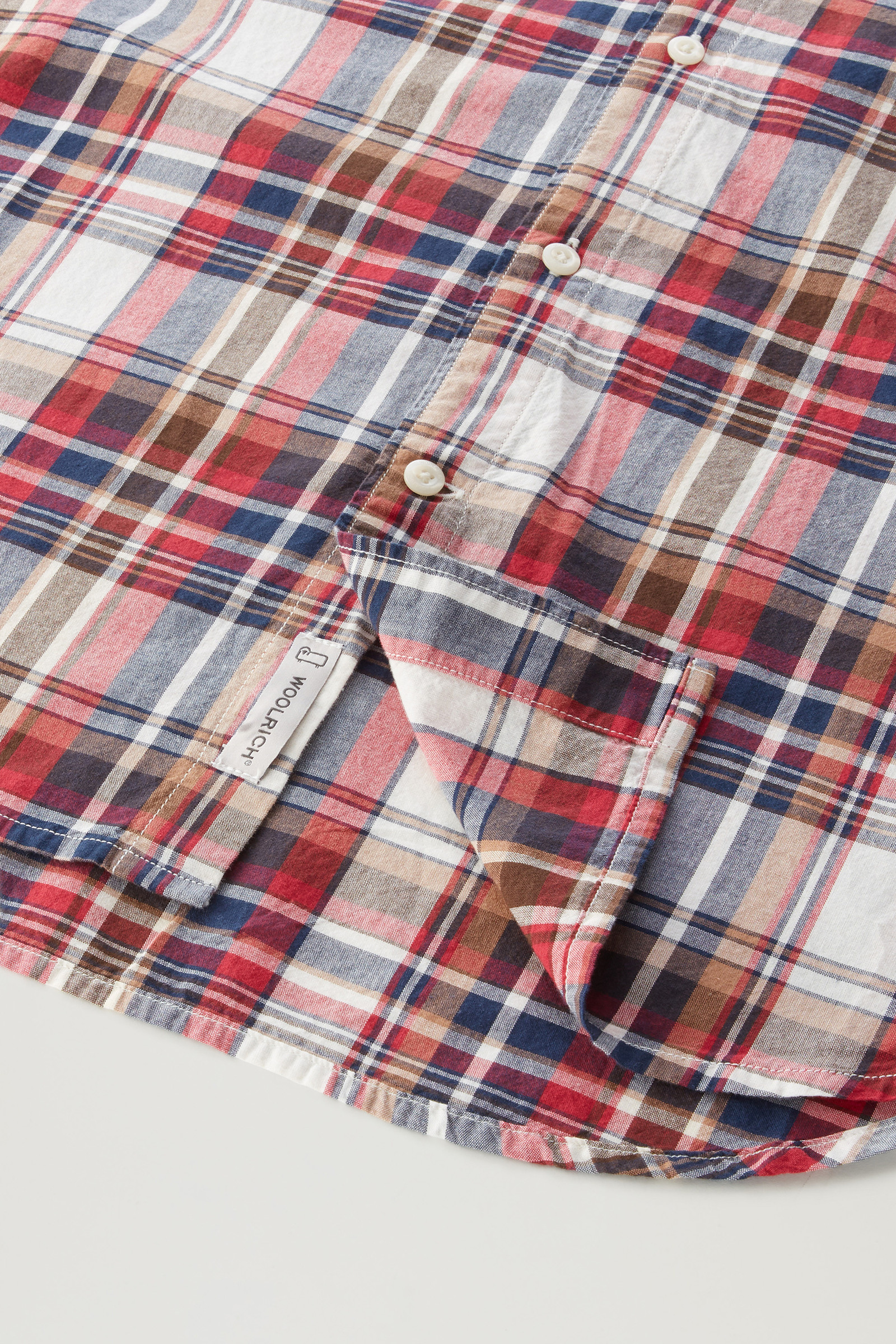 Camicia Madras a quadri in popline di puro cotone rosso photo 8 | Woolrich