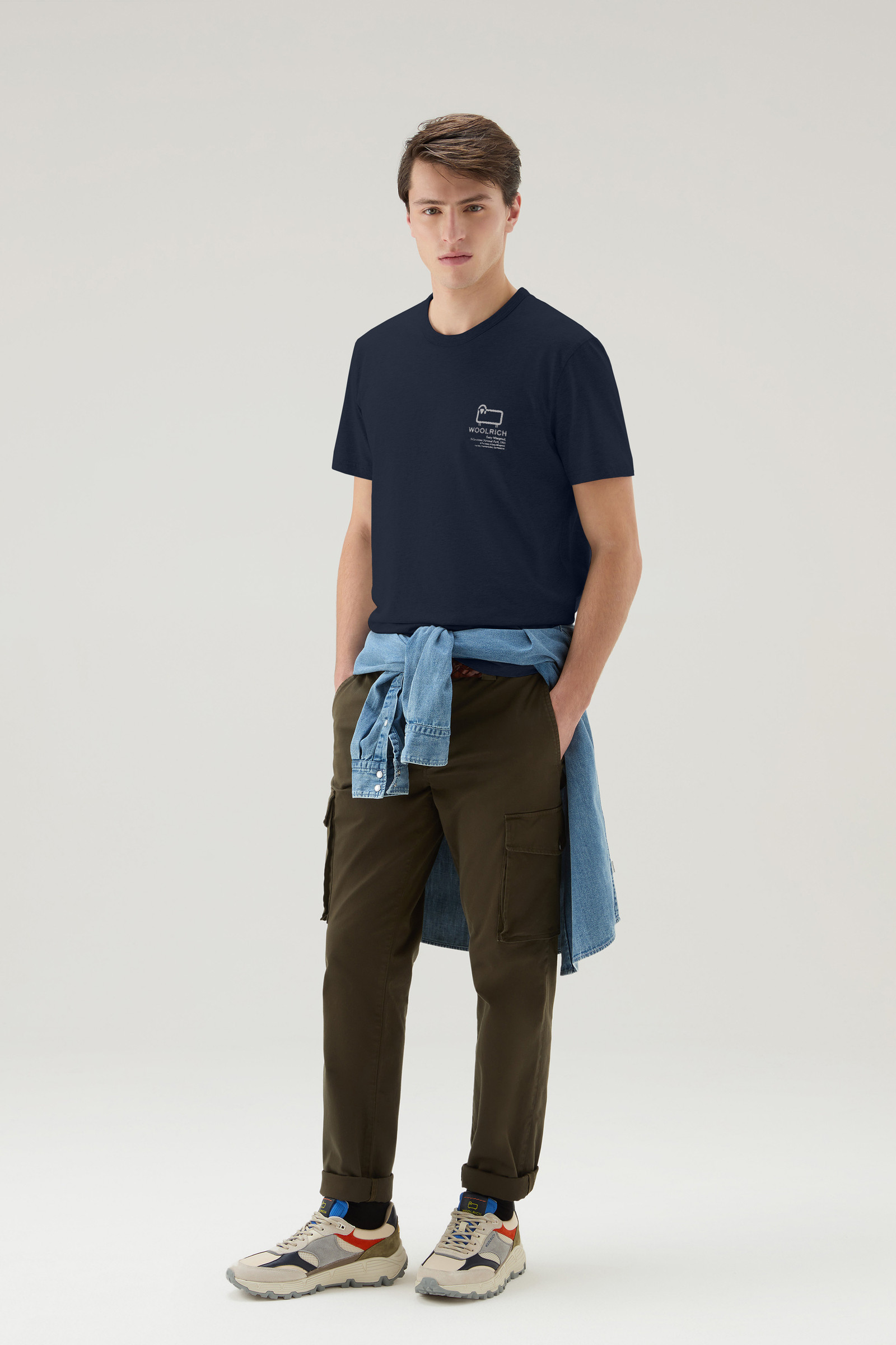T-shirt en pur coton avec imprimé Yellowstone bleu photo 2 | Woolrich