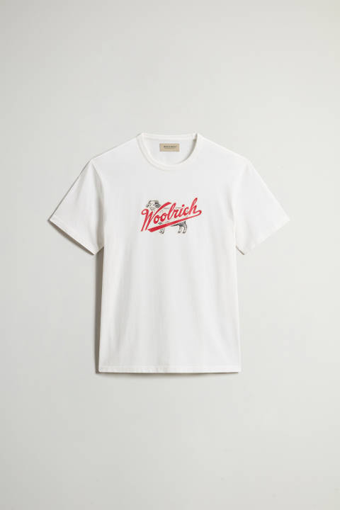 T-shirt en pur coton avec imprimé Blanc photo 2 | Woolrich