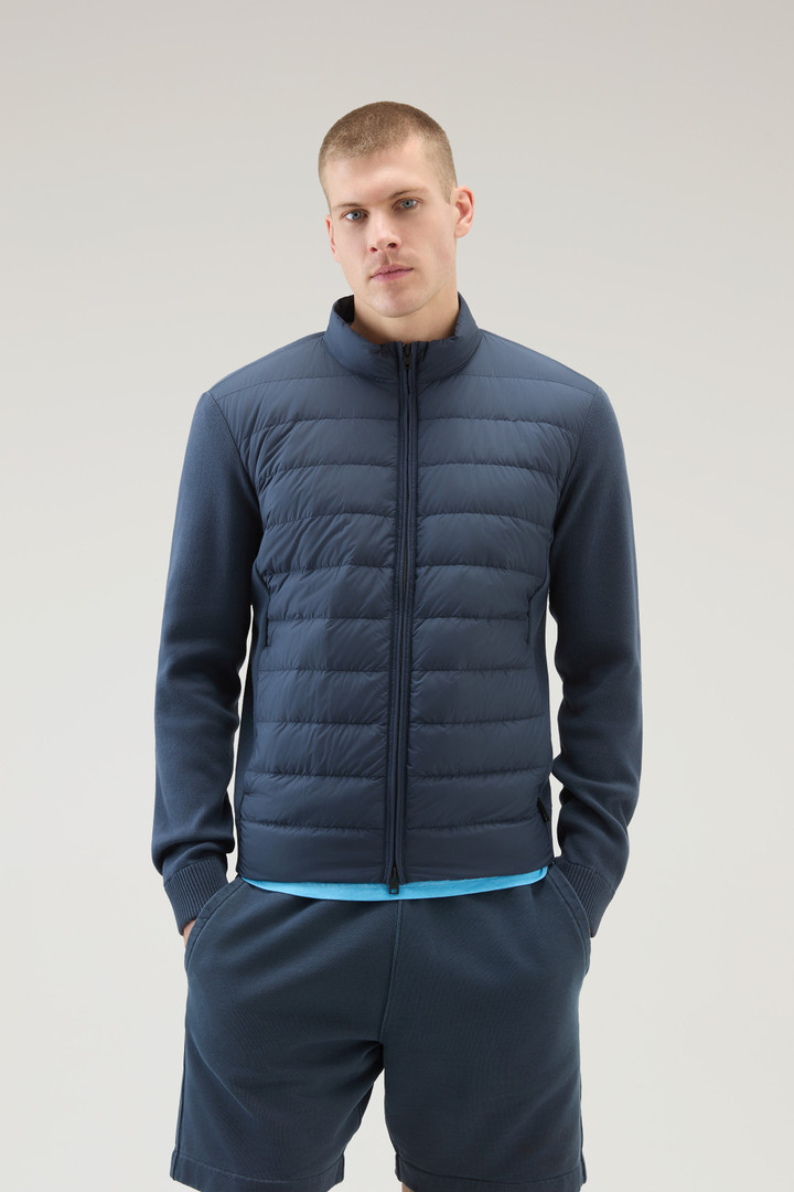 Sundance Hybrid Bomber Jacket in Microfibre and Cotton Knit Blue photo 1 | Woolrich