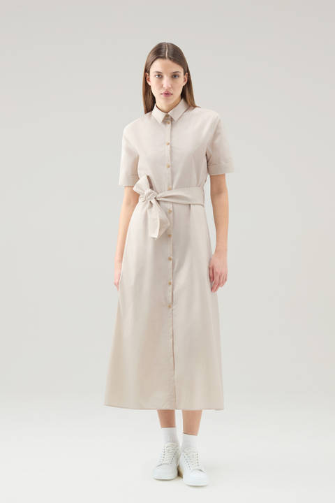 Shirtkleid aus reiner Baumwollpopeline Beige | Woolrich