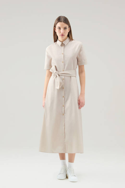 Shirt Dress in Pure Cotton Poplin Beige | Woolrich