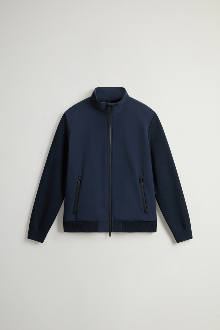 Men s Jacket in Melton Virgin Wool Blend blue Woolrich US