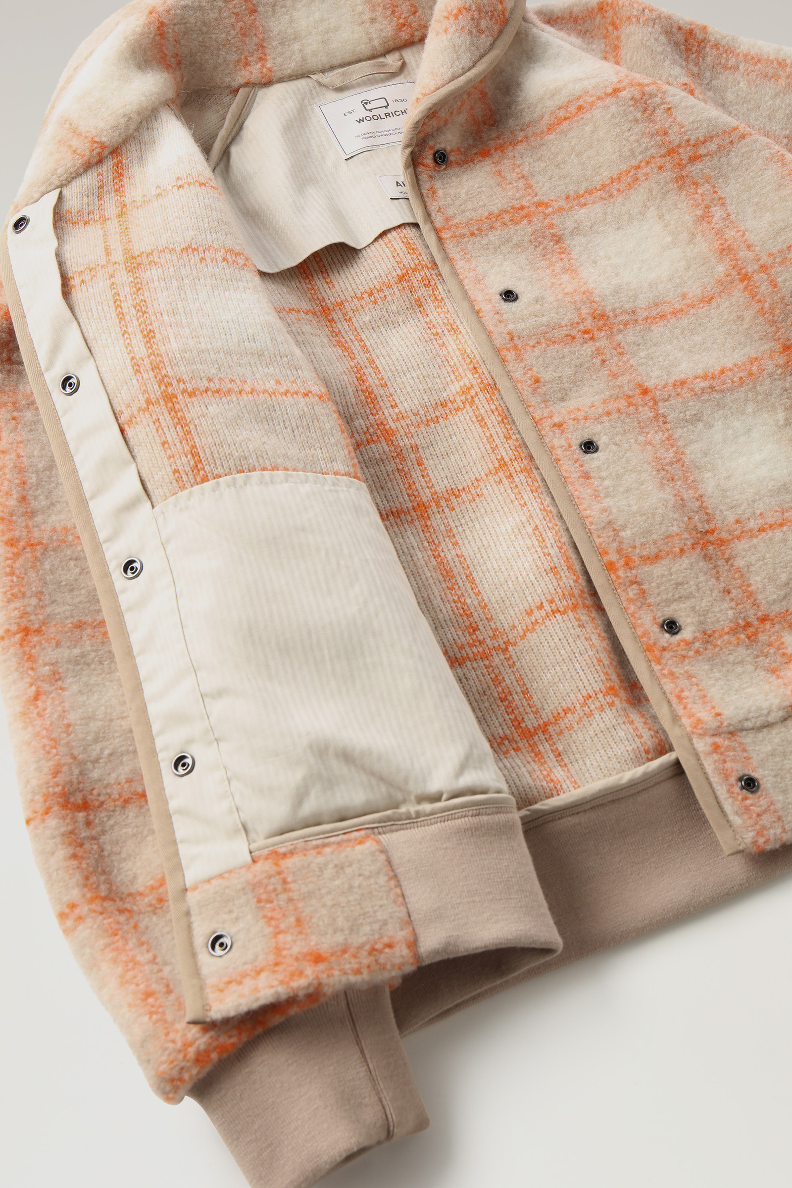 Chaqueta bomber de mezcla de lana Gentry con estampado de cuadros amarillo photo 10 | Woolrich