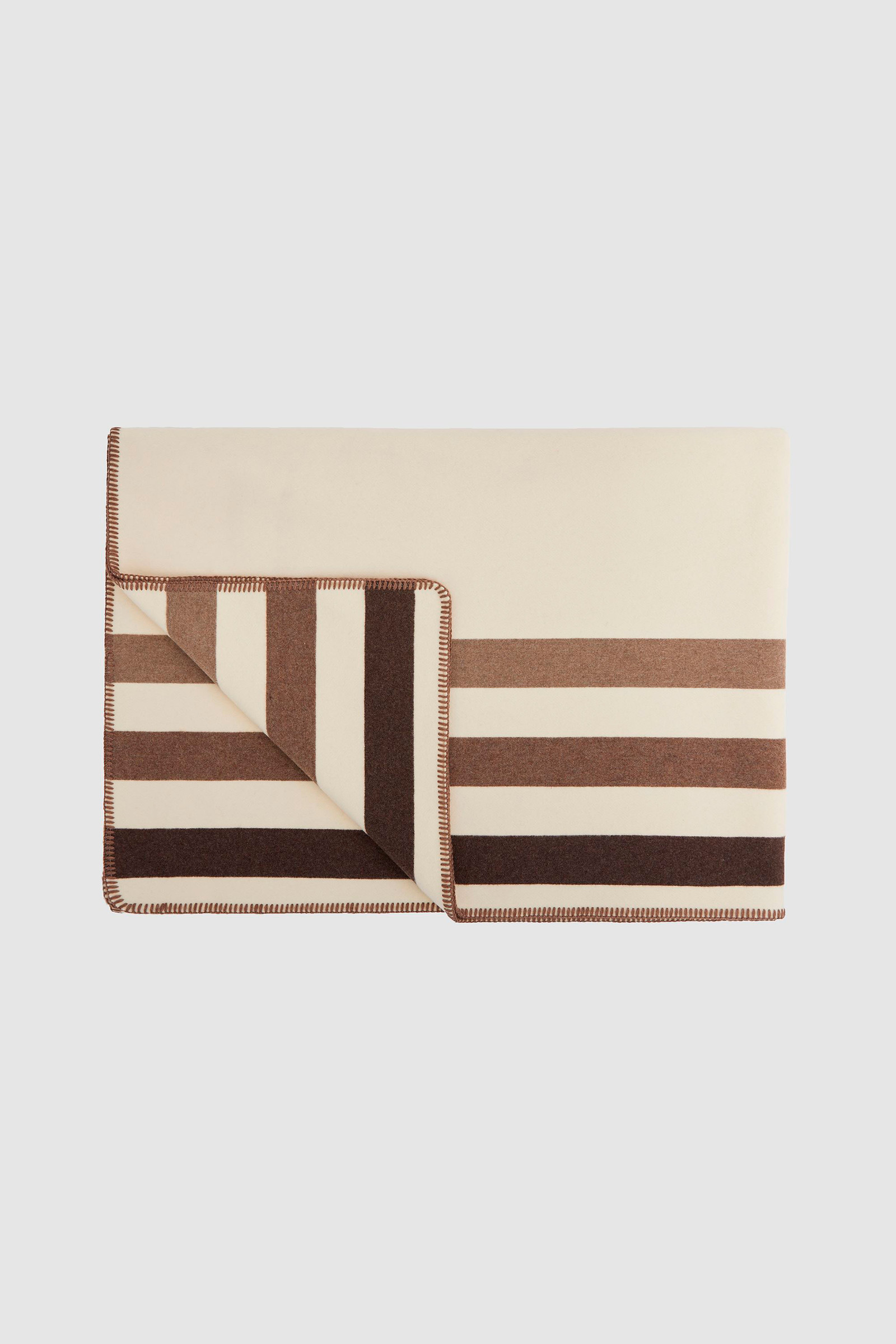 Coperta a righe in misto lana bianco photo 2 | Woolrich