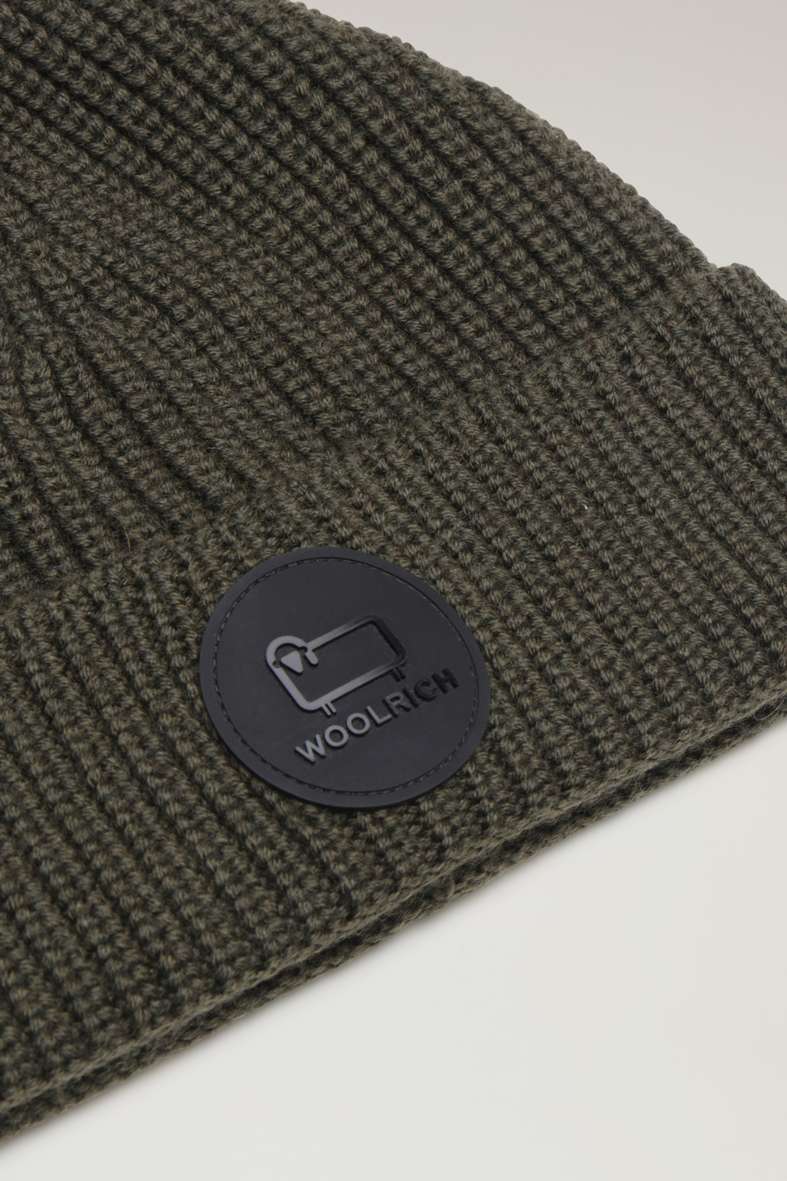 Logo Beanie in Merino Wool Green photo 2 | Woolrich