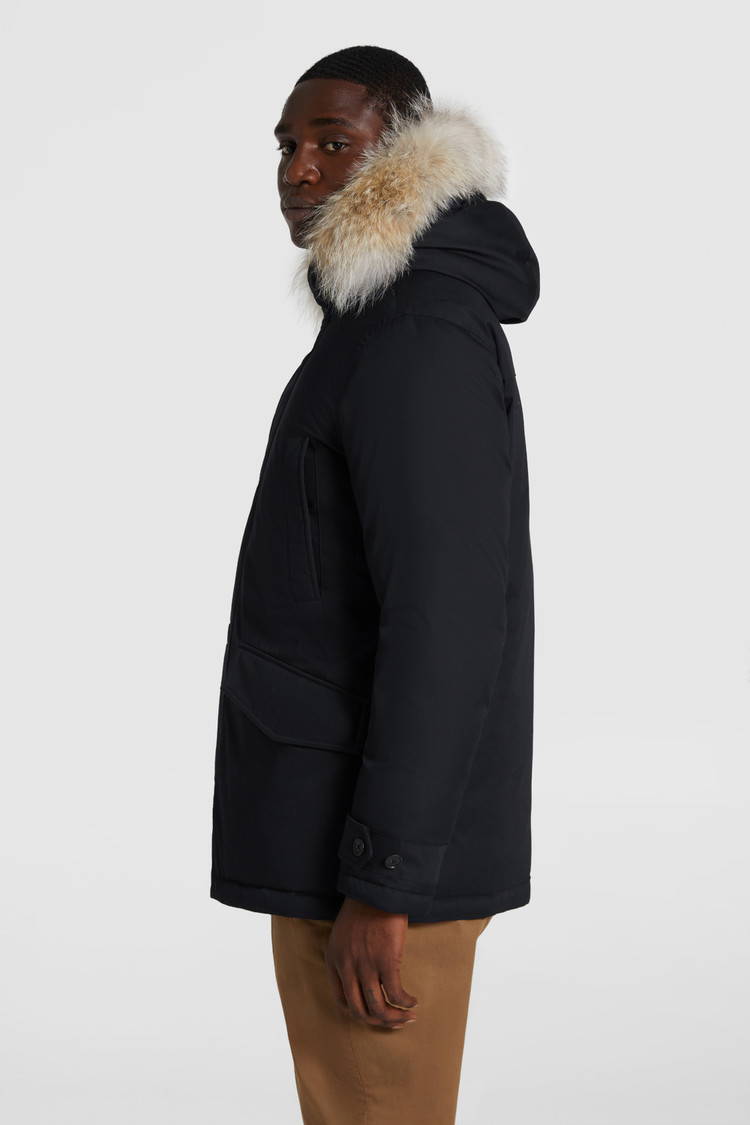 Parka à col montant en coton laminé