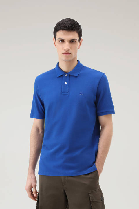 Polo Shirt in Pure Cotton Piquet Blue | Woolrich