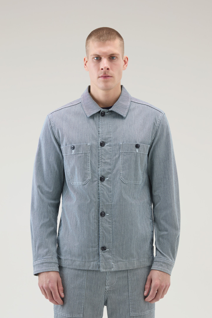 Gestreiftes overshirt aus Baumwoll-Mischgewebe Blau photo 1 | Woolrich