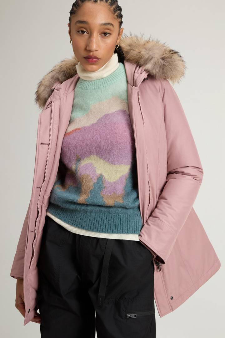 Arctic Parka in Ramar Cloth with Detachable Fur Trim Pink photo 4 | Woolrich