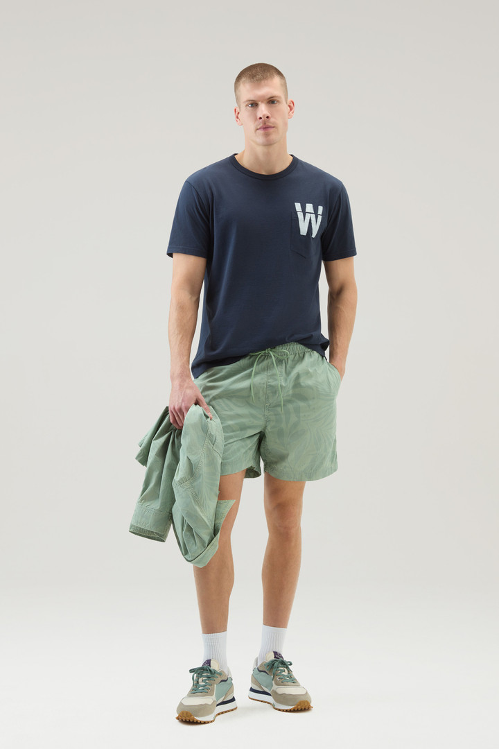 Pure Cotton T-Shirt with Chest Pocket Blue photo 2 | Woolrich