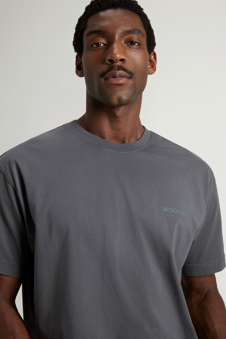 T-Shirt in Pure Cotton with Logo Gray photo 4 | Woolrich