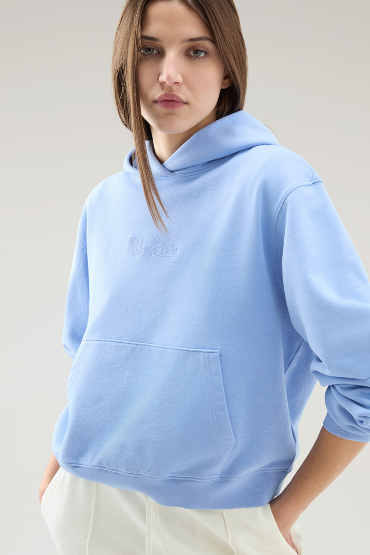 Sweatshirt in Pure Cotton with Hood and Embroidered Logo Blue photo 4 | Woolrich