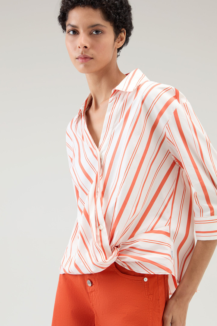 Camicia in popeline di misto cotone a righe Bianco photo 4 | Woolrich
