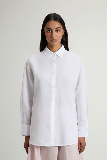 Boyfriend Shirt in Cotton and Linen Blend White photo 1 | Woolrich