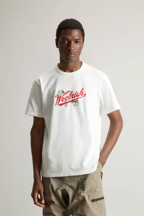T-shirt en pur coton avec imprimé Blanc | Woolrich