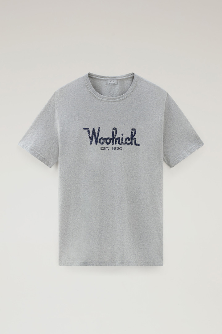 Pure Cotton Embroidered T-Shirt Gray photo 5 | Woolrich
