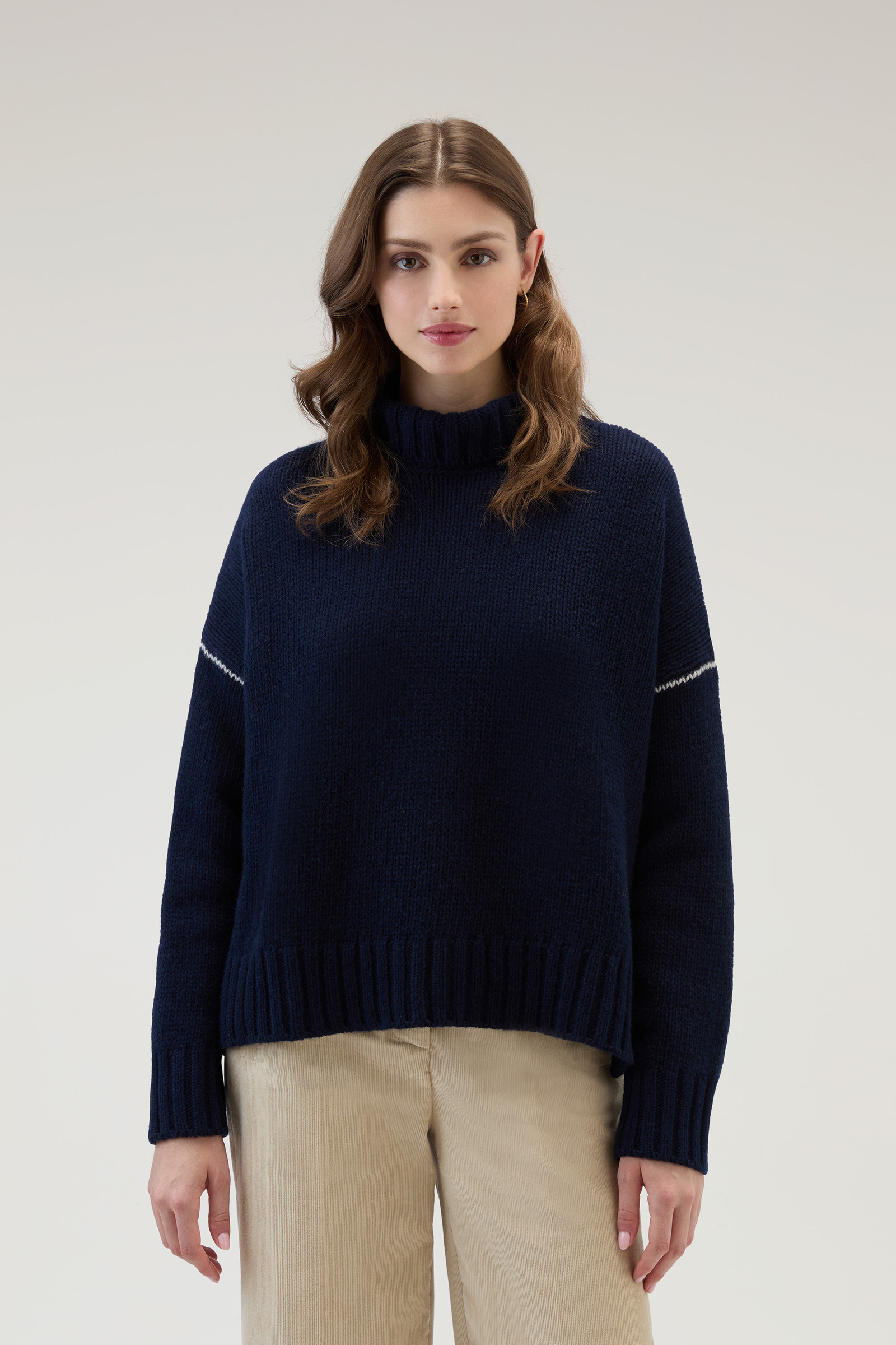Women's Turtleneck Sweater in Pure Virgin Wool Blue | Woolrich USA