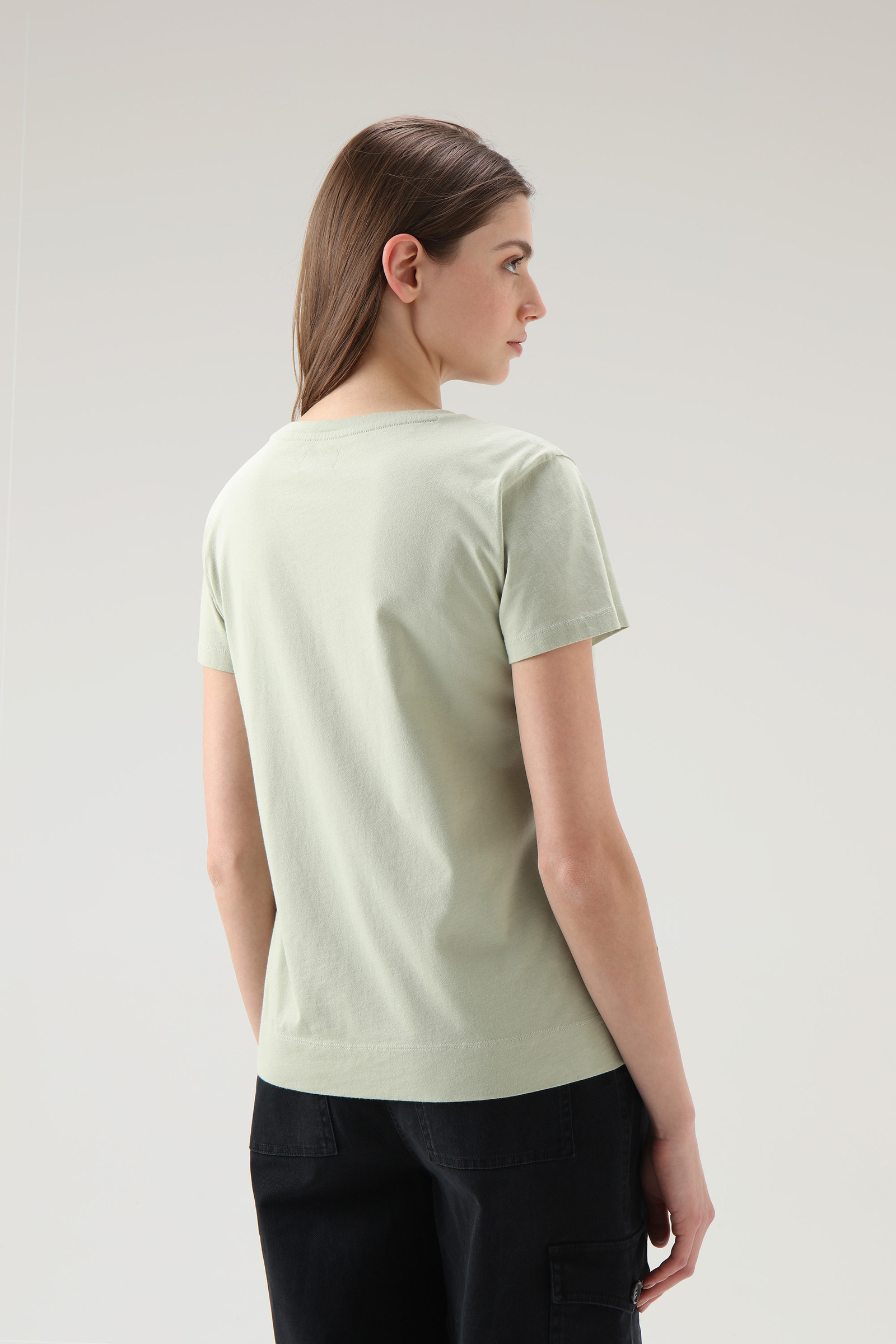 T-shirt en coton avec logo vert photo 3 | Woolrich
