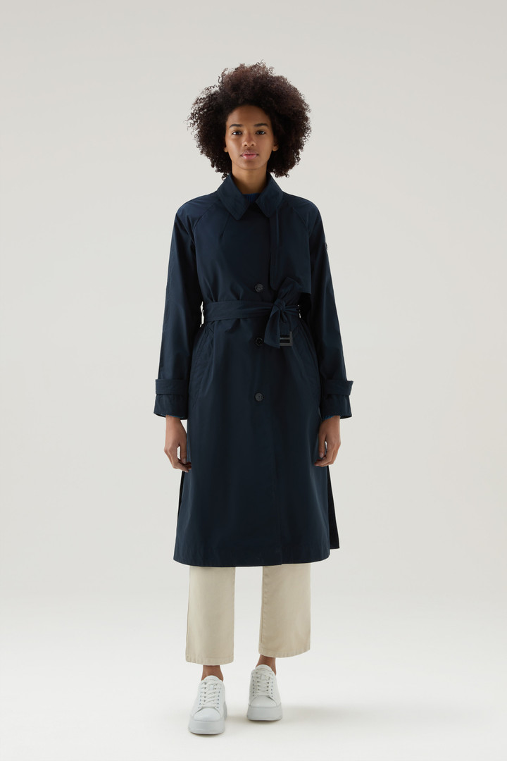 Trench Coat in Urban Touch Fabric with Belted Waist Blue photo 1 | Woolrich
