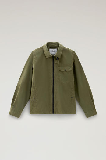 Garment-Dyed Overshirt in Pure Cotton Green | Woolrich