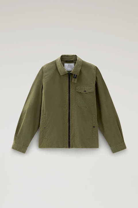 Stückgefärbtes overshirt aus reiner Baumwolle Grün photo 2 | Woolrich