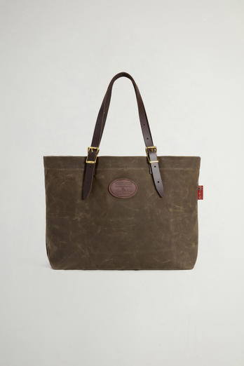Bazaar Tote Bag in Waxed Pure Cotton Green photo 1 | Woolrich