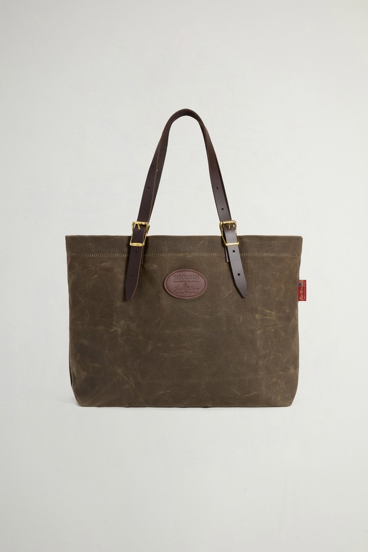 Bazaar Tote Bag in Waxed Pure Cotton Green photo 1 | Woolrich