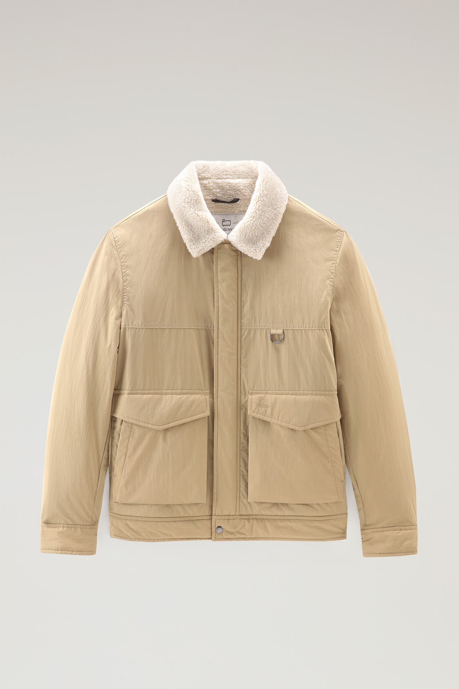 Men's Ripstop Trucker Jacket with Sherpa Wool Lining Beige