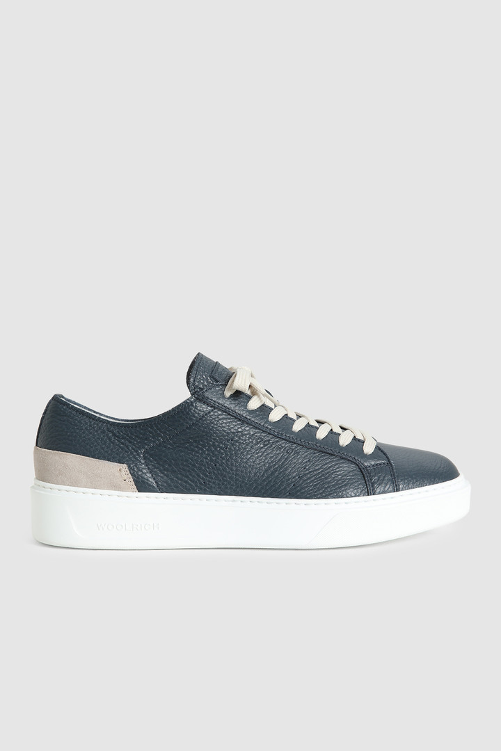 Classic Court sneakers in tumbled leather Blue | Woolrich