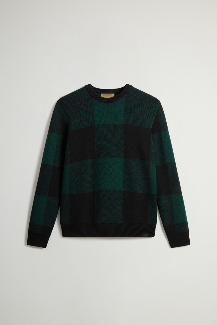 Maglione girocollo in pura lana vergine Merino a quadri Verde photo 5 | Woolrich