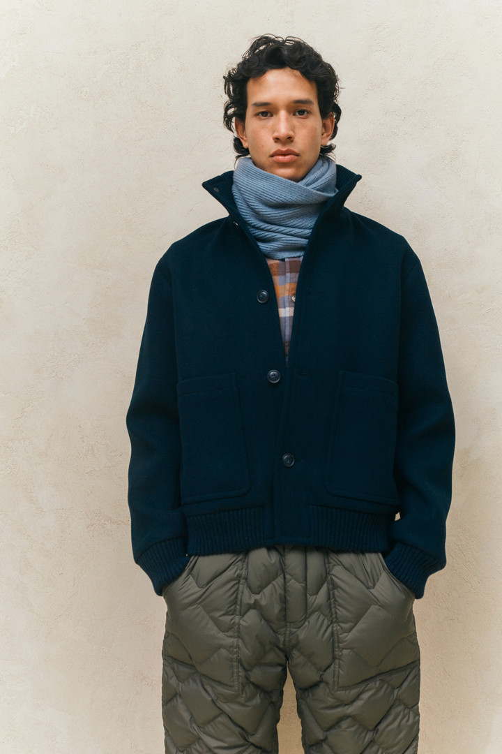 Bomber Jacket in Melton Virgin Wool Blend Blue photo 10 | Woolrich