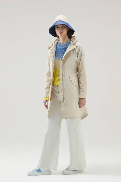 Long Summer Parka in Urban Touch Fabric with Hood Beige | Woolrich
