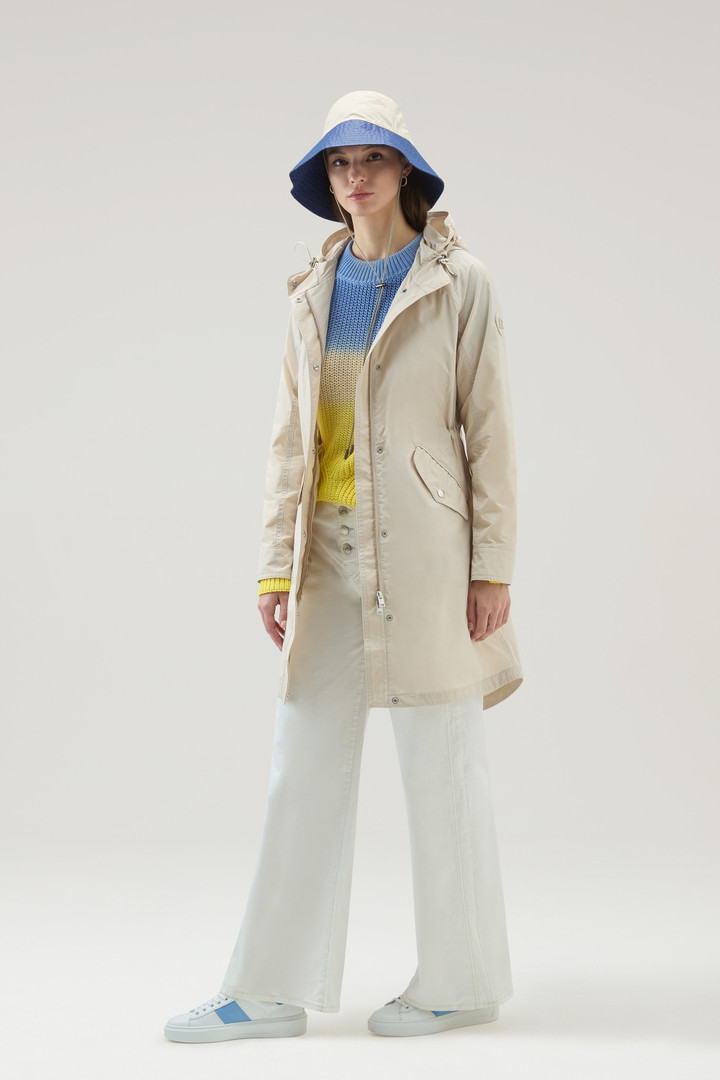 Long Summer Parka in Urban Touch Fabric with Hood Beige photo 2 | Woolrich
