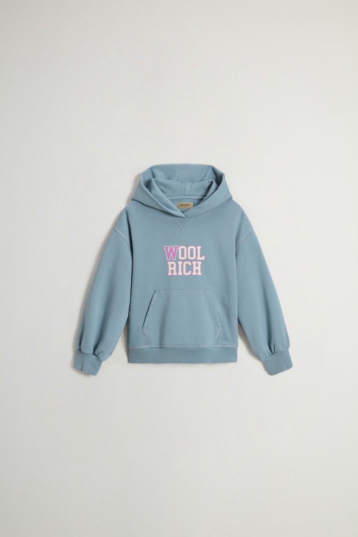 Girls' Hoodie in Pure Cotton with Puffed Sleeves Blue photo 1 | Woolrich