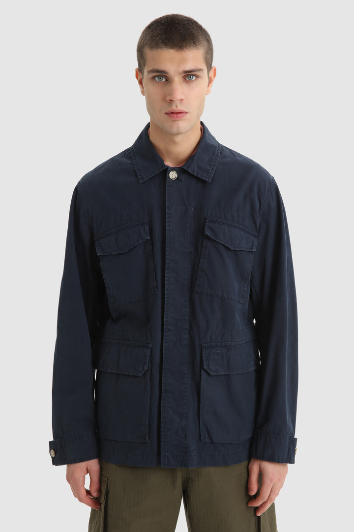 Feldjacke mit Rundhalsausschnitt aus weicher, stückgefärbter Baumwolle Blau | Woolrich