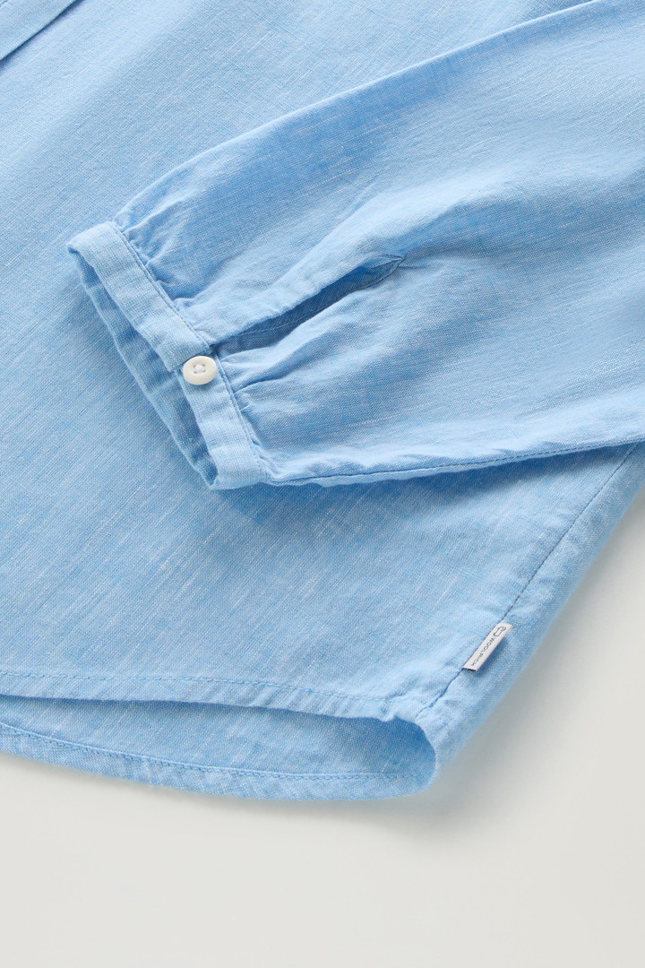 Girls' Band Collar Shirt in Cotton-linen Blend Blue photo 7 | Woolrich
