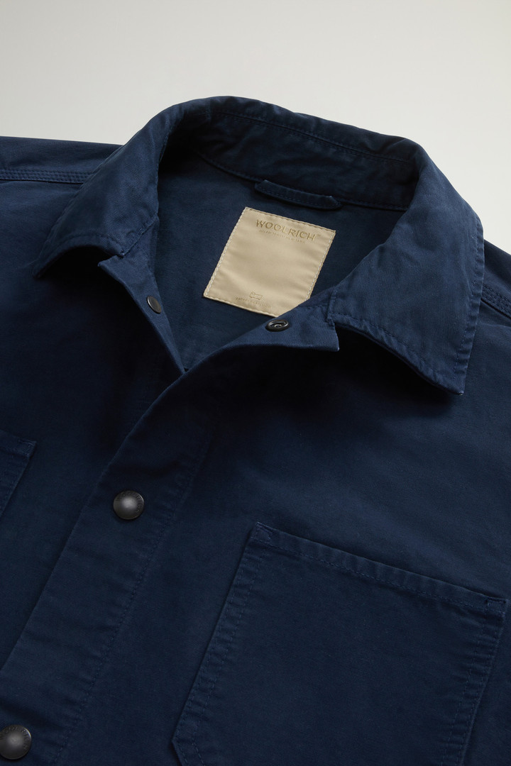 Garment-Dyed Pure Cotton Canvas Overshirt Blue photo 6 | Woolrich