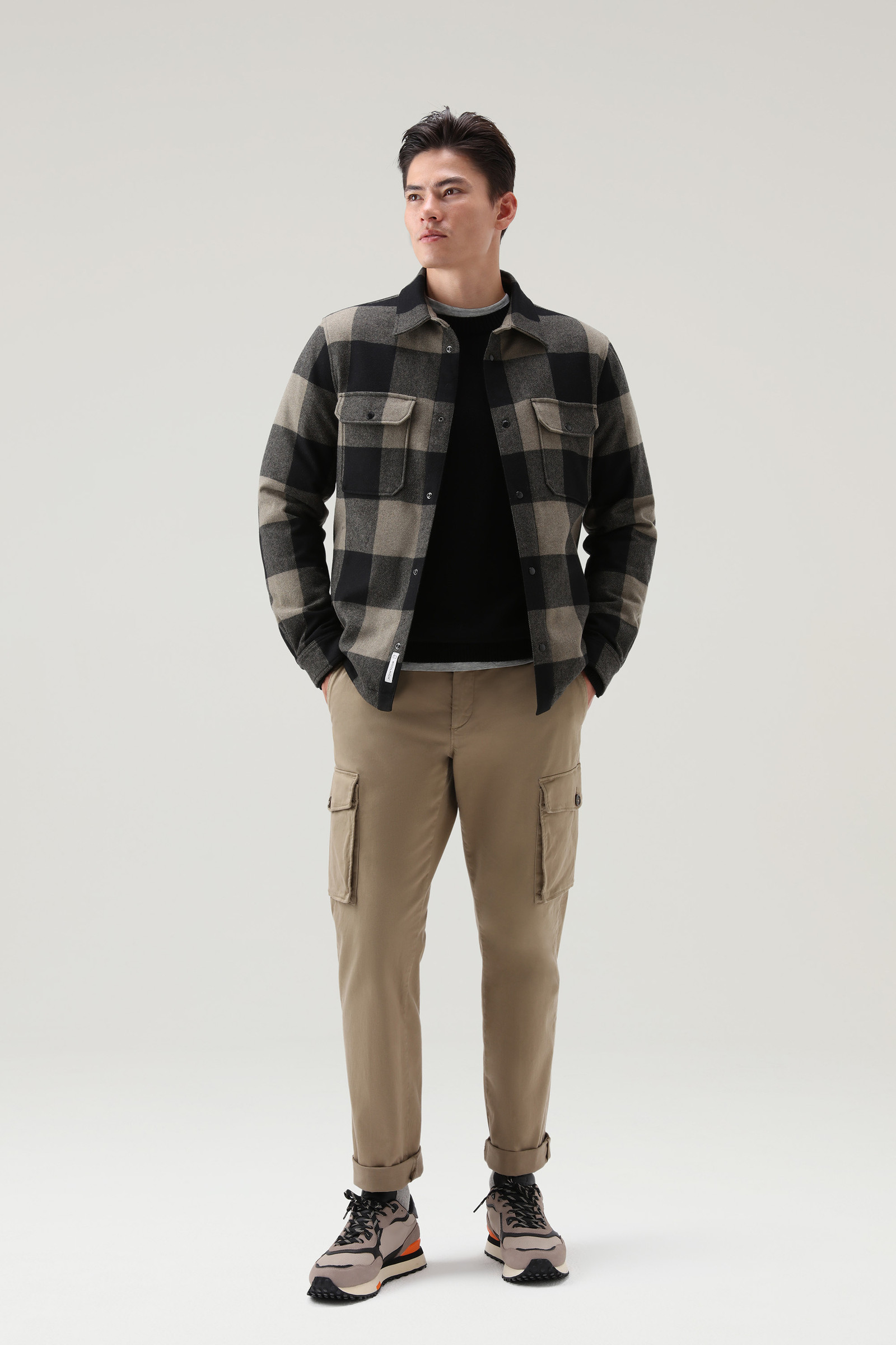 Giacca a camicia imbottita Alaskan Check in lana riciclata verde photo 2 | Woolrich