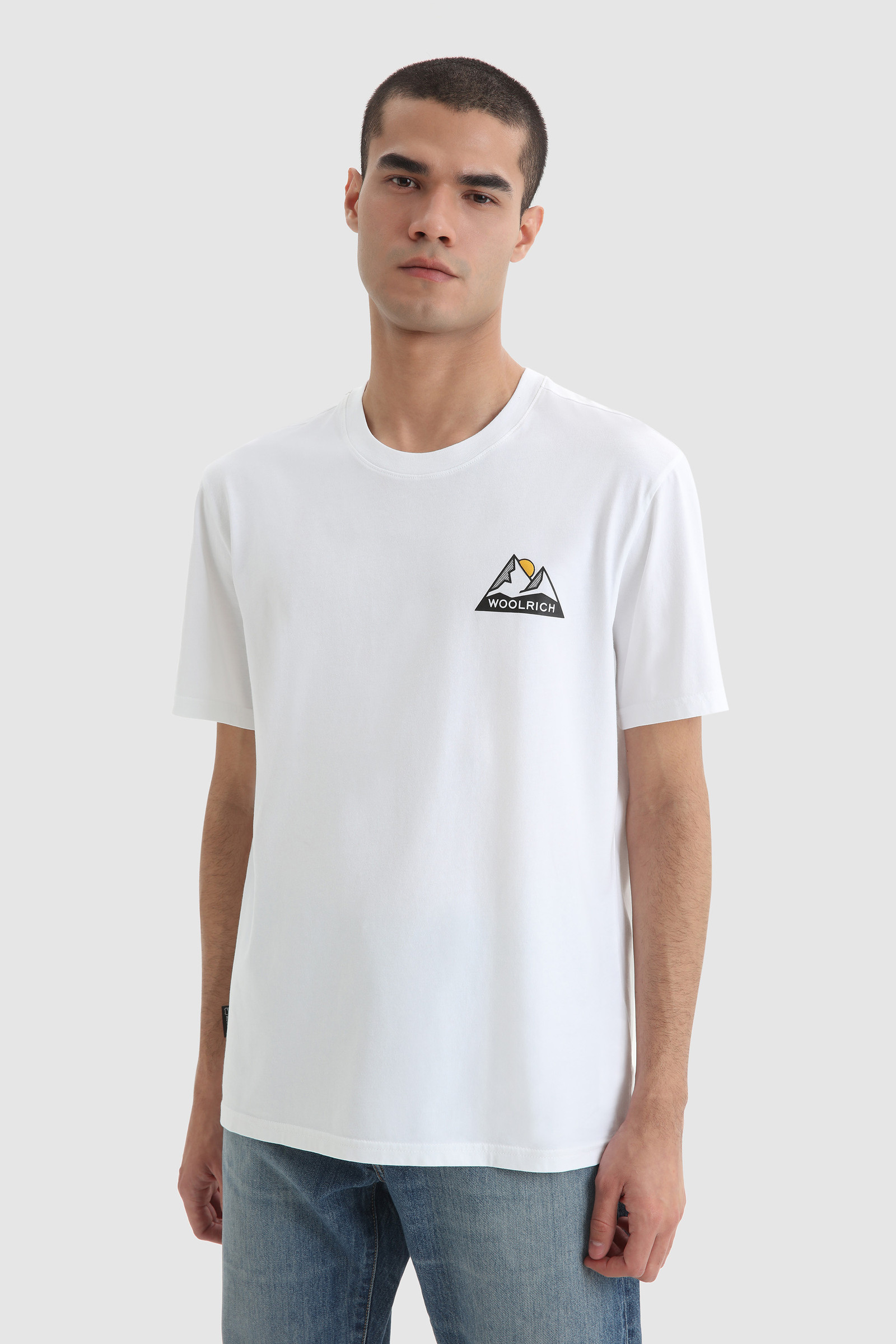 T-Shirt with Mountain Logo White | Woolrich
