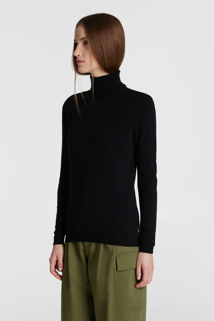 Rollkragenpullover aus Wollstretch