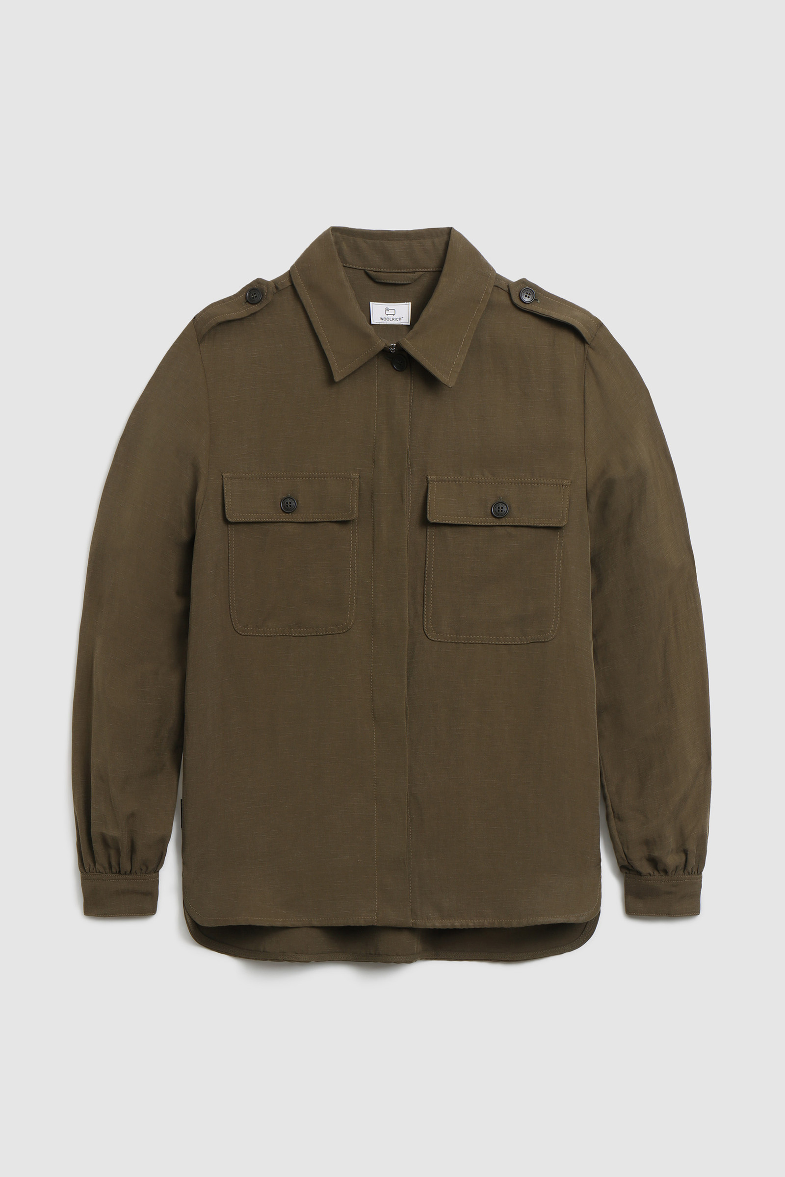 Outdoor Overshirt in Linen Blend Green photo 4 | Woolrich