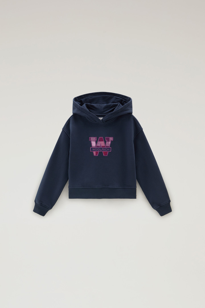 Girls' Hoodie in Pure Cotton with Embroidered Logo Blue photo 1 | Woolrich