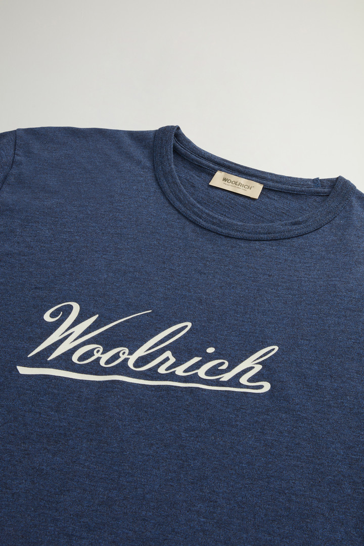 T-shirt en pur coton mouliné Bleu photo 6 | Woolrich