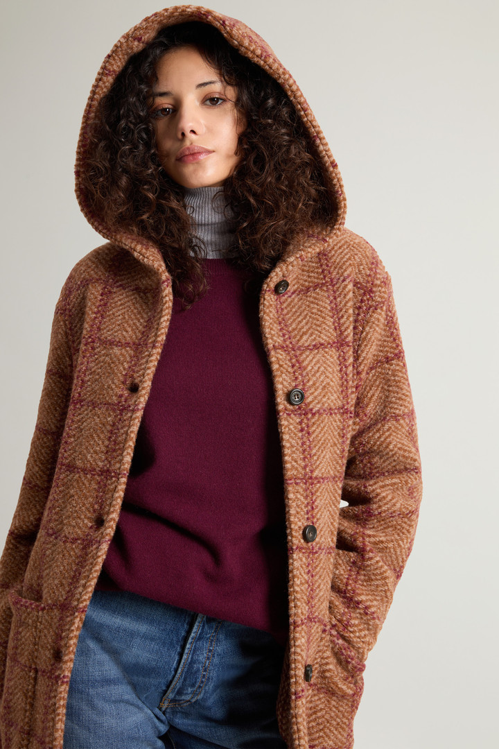 Gentry Long Check Coat with Hood Brown photo 4 | Woolrich