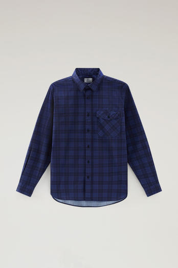 Pure Cotton Checked Shirt with Chest Pocket Blue | Woolrich