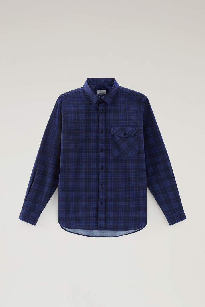 Chemise à carreaux en pur coton avec poche poitrine Bleu photo 5 | Woolrich
