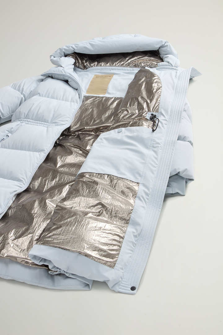 Long Quilted Stretch Nylon Parka with Removable Hood Blue photo 10 | Woolrich