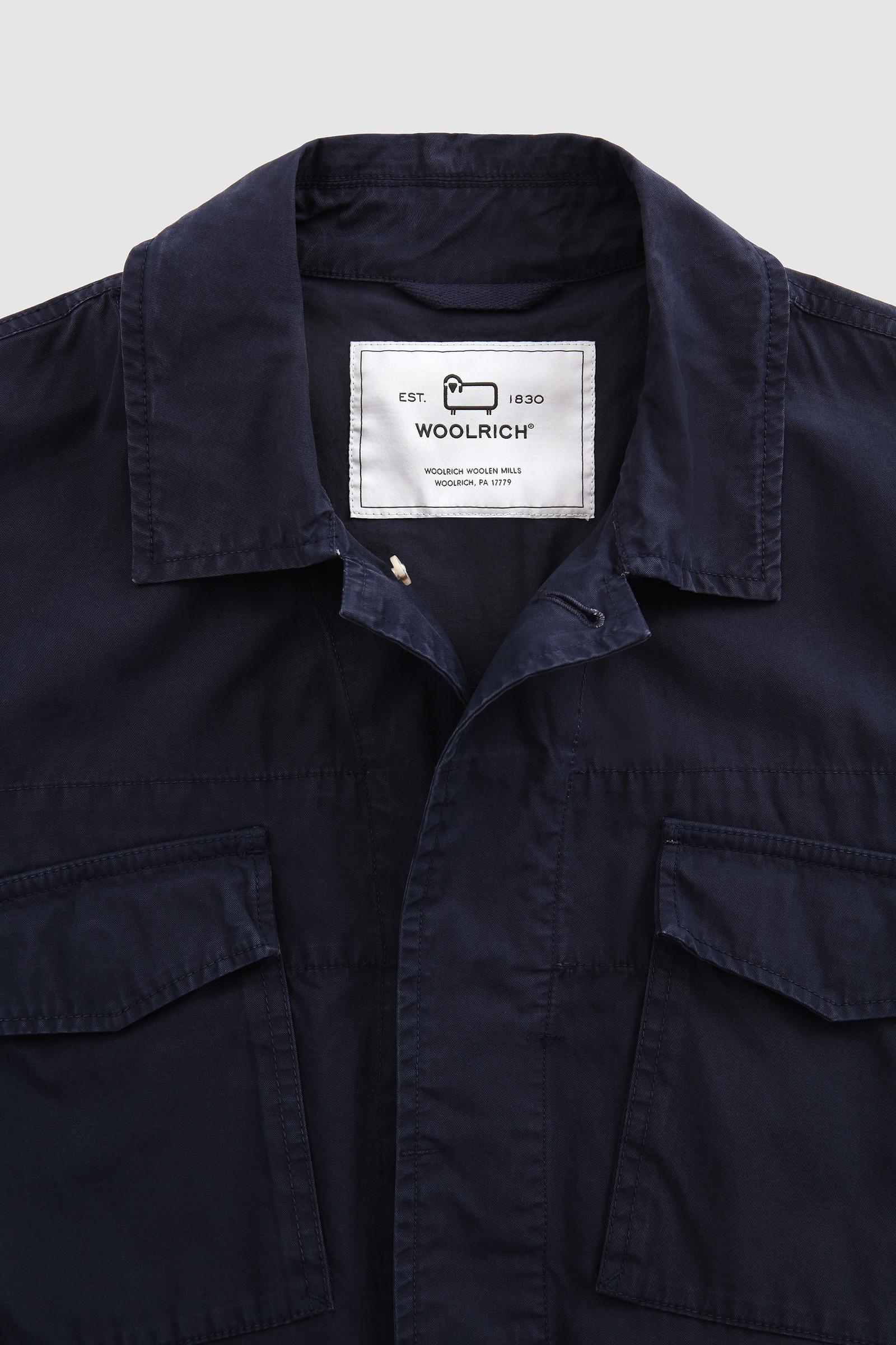 Feldjacke mit Rundhalsausschnitt aus weicher, stückgefärbter Baumwolle Blau photo 5 | Woolrich