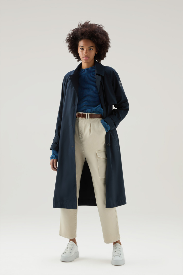 Trench Coat in Urban Touch Fabric with Belted Waist Blue photo 3 | Woolrich